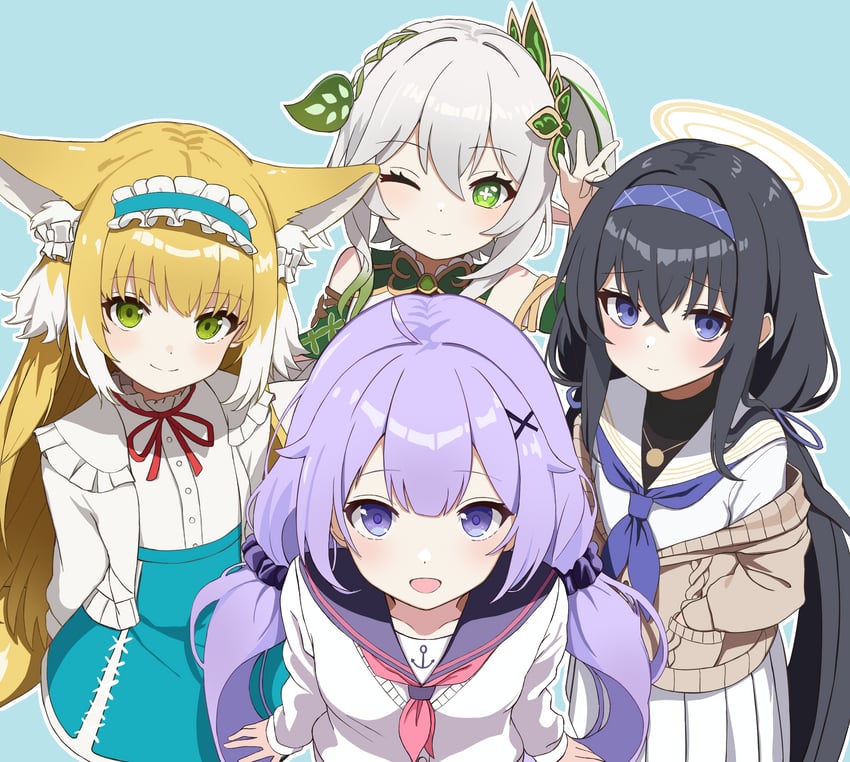 nahida, suzuran, ui, and unicorn (blue archive and 4 more) drawn by myown