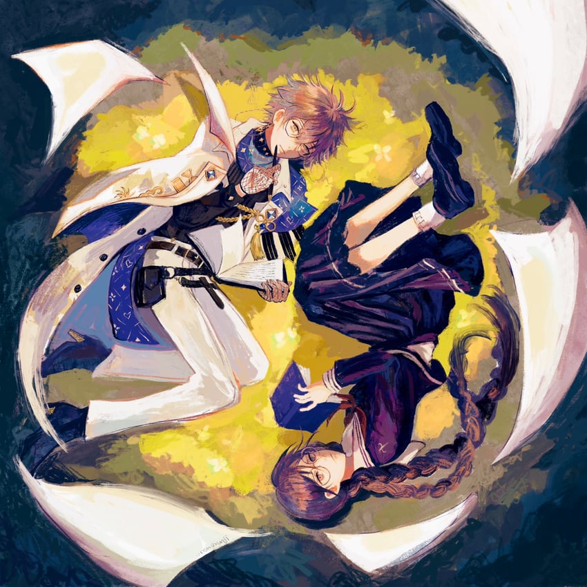 fukawa toko and ike eveland (nijisanji and 3 more) drawn by orenorenji