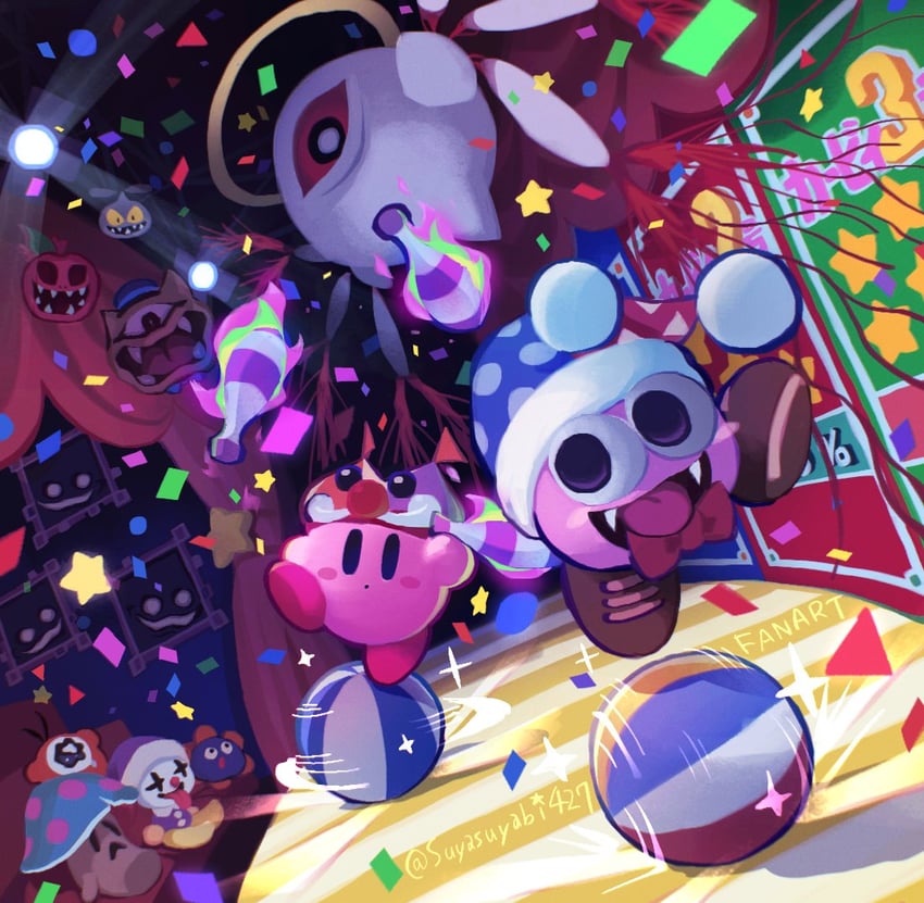 kirby, marx, gooey, waddle doo, zero two, and 8 more (kirby and 1 more) drawn by suyasuyabi