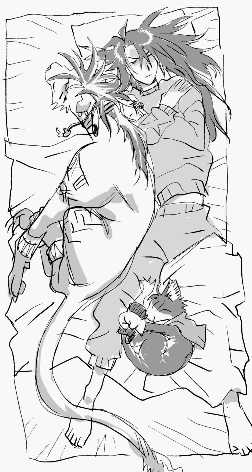 vincent valentine, red xiii, and cait sith (final fantasy and 1 more) drawn by 200_percent