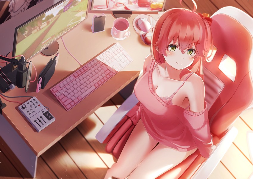 sakura miko (hololive and 1 more) drawn by nyan_(reinyan_007)