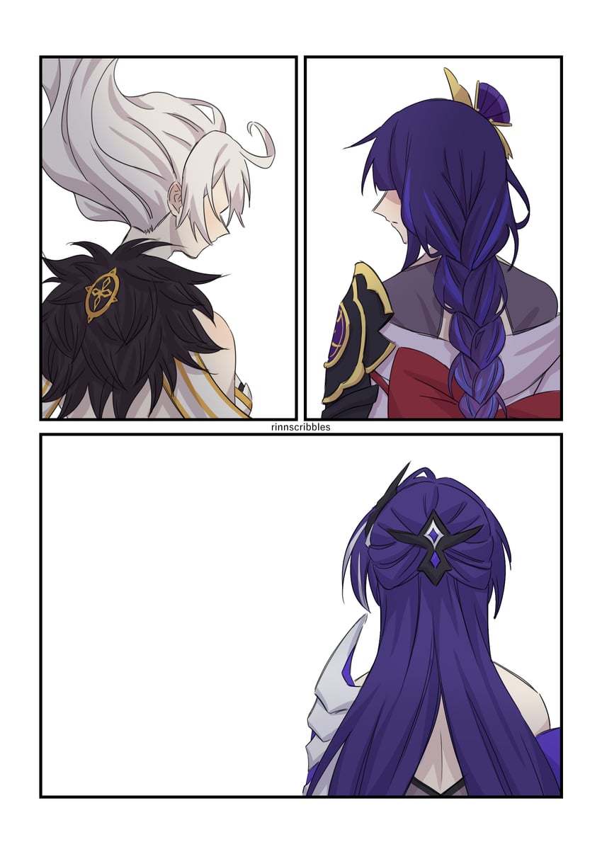 raiden shogun, acheron, and unknown god (genshin impact and 2 more) drawn by r1nnscribbles
