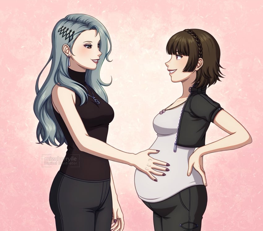 niijima makoto and niijima sae (persona and 1 more) drawn by adricarra