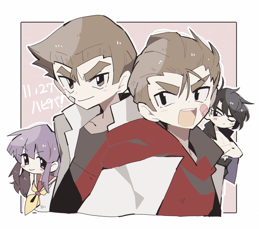 kunio-kun, riki, and hasebe kazumi (kunio-kun series) drawn by user_dsjg7883
