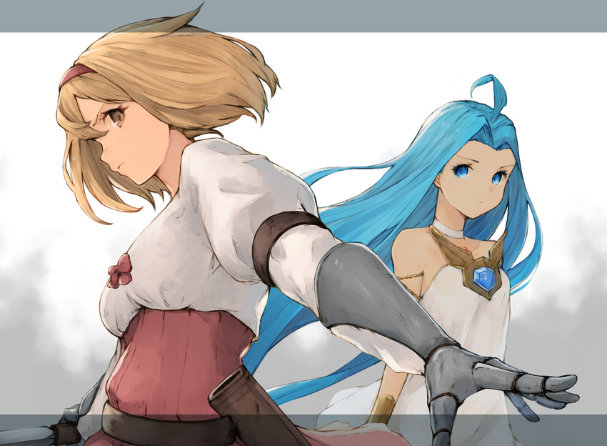 djeeta, lyria, and fighter (granblue fantasy) drawn by koretsuki_azuma