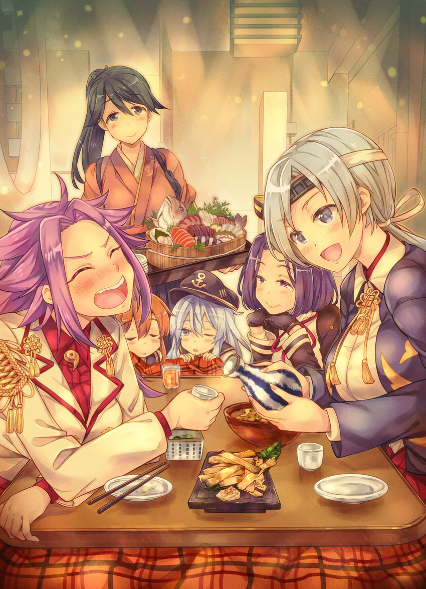 hibiki, inazuma, houshou, tatsuta, jun'you, and 1 more (kantai collection) drawn by takitarou