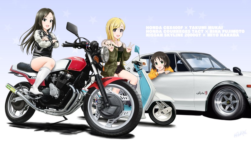 mukai takumi, fujimoto rina, and harada miyo (idolmaster and 1 more) drawn by flick_(sal23)