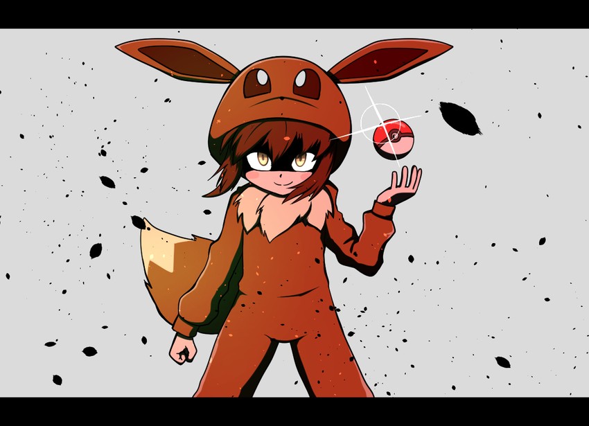 eevee and poke kid (pokemon and 1 more) drawn by kurachi_mizuki