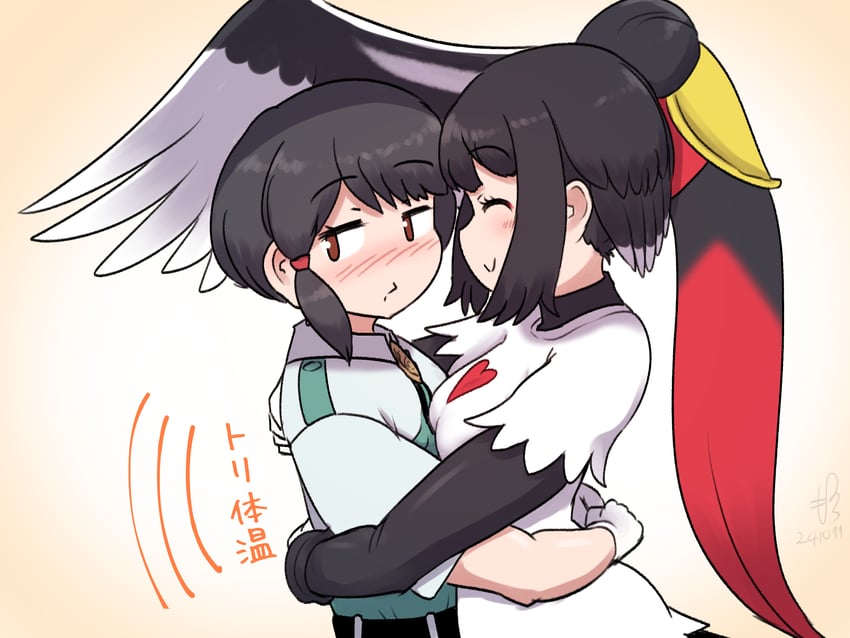 captain and saddlebilled-stork (kemono friends and 1 more) drawn by mo23