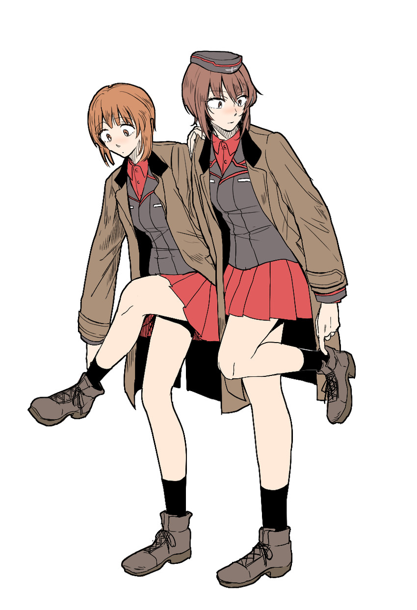nishizumi miho and nishizumi maho (girls und panzer) drawn by kani_aruki_(bucket_crawl)