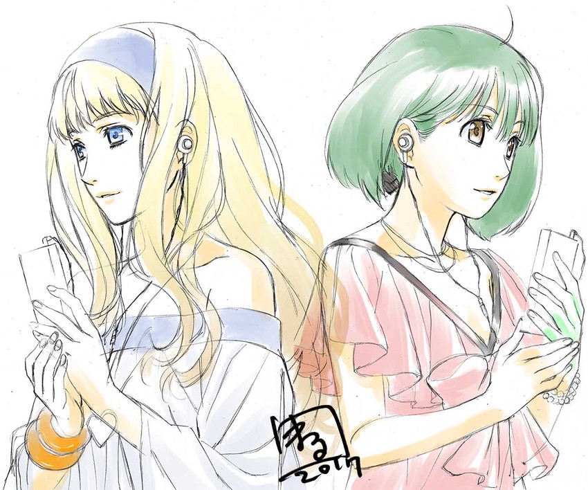 sheryl nome and ranka lee (macross and 2 more) drawn by marufuji_hirotaka