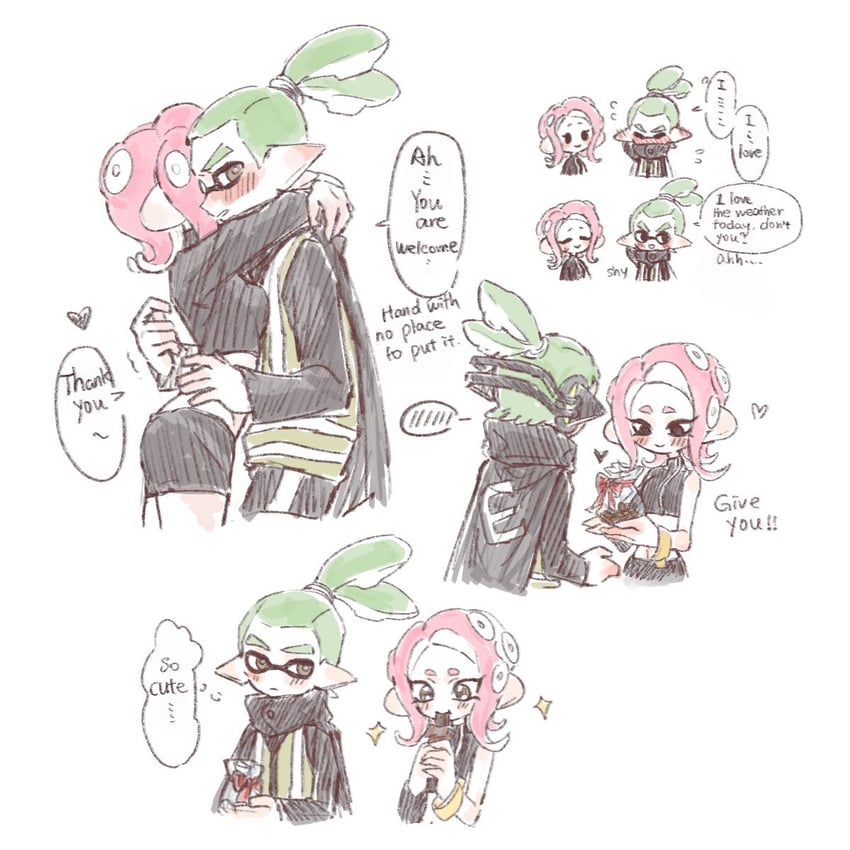 inkling player character, octoling player character, octoling girl, inkling boy, agent 8, and 1 more (splatoon and 2 more) drawn by gucandiyi52092