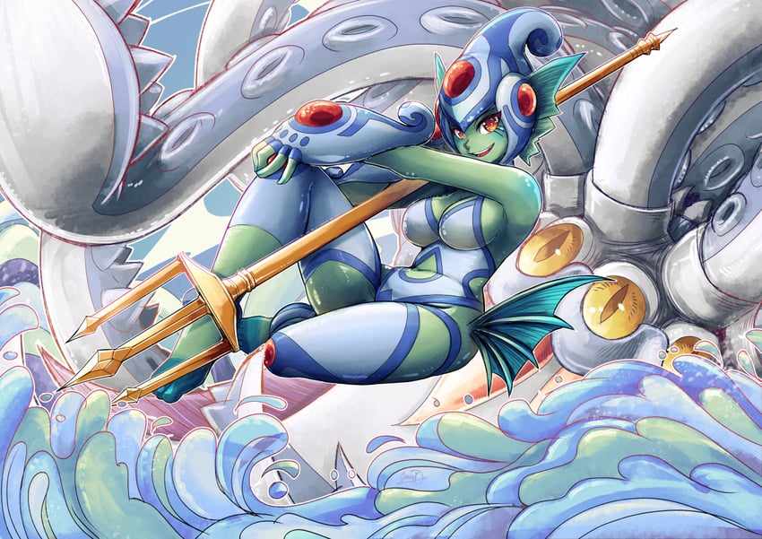 ranamon and calamaramon (digimon and 1 more) drawn by gensox