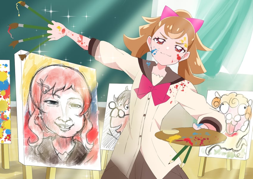 inukai komugi, inukai iroha, toyama satoru, and mehmeh (precure and 1 more) drawn by que415