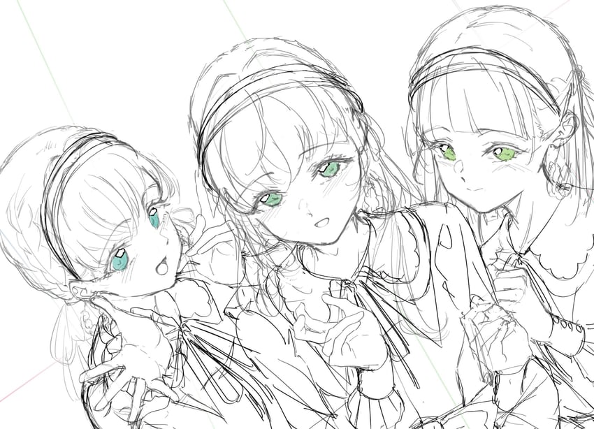 hinoshita kaho, otomune kozue, and momose ginko (love live! and 1 more) drawn by kuzia_(atarayo)