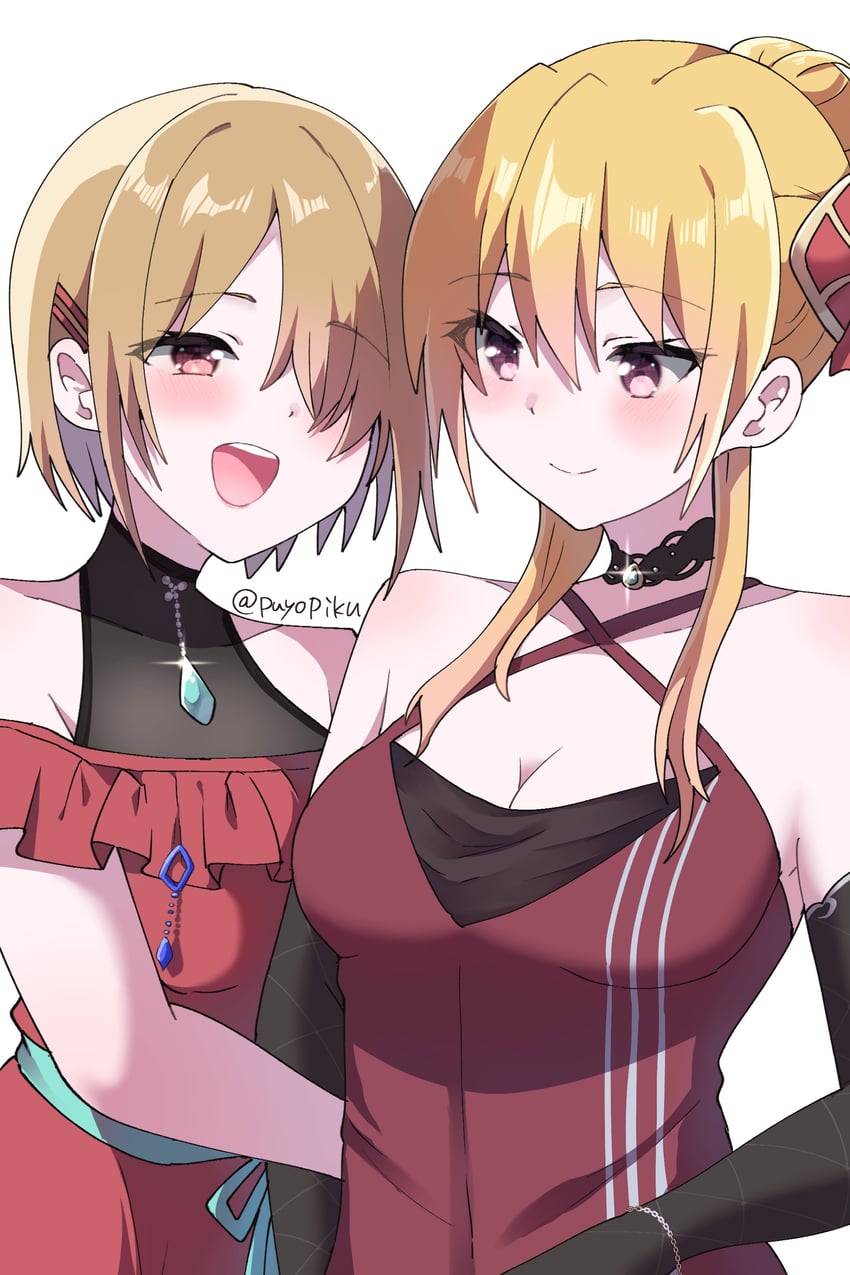 kayamori ruka and shirakawa yuina (heaven burns red) drawn by puyopiku
