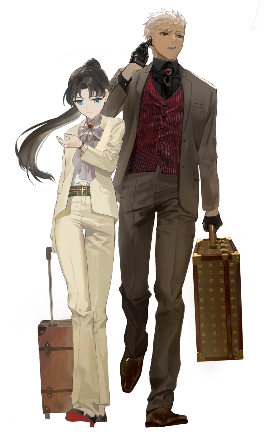 tohsaka rin and archer (fate and 1 more) drawn by hataya