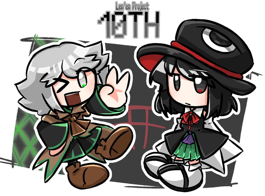 enraku tsubakura and houlen yabusame (len'en) drawn by priswocaer