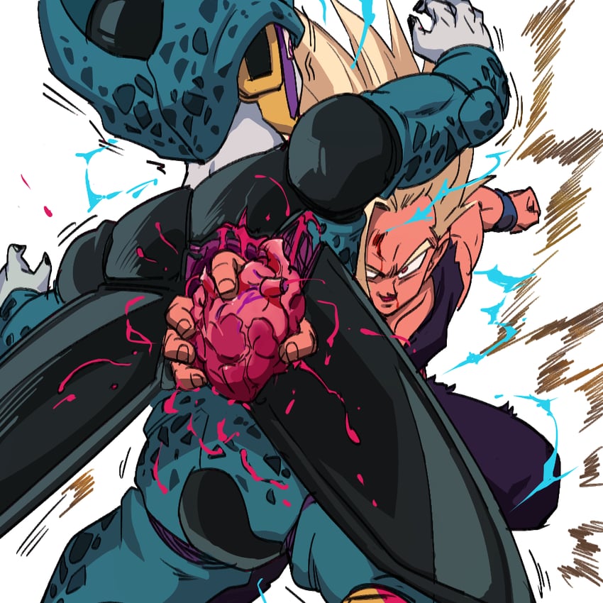 son gohan and cell junior (dragon ball and 1 more) drawn by boriroba