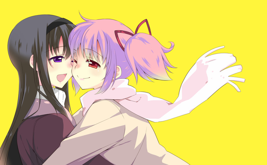 akemi homura and kaname madoka (mahou shoujo madoka magica) drawn by tama_two_(fukuya)