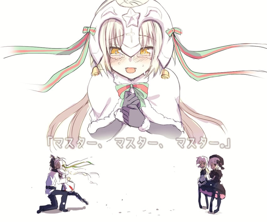 fujimaru ritsuka, jack the ripper, jeanne d'arc alter santa lily, and nursery rhyme (fate and 3 more) drawn by nachisuke