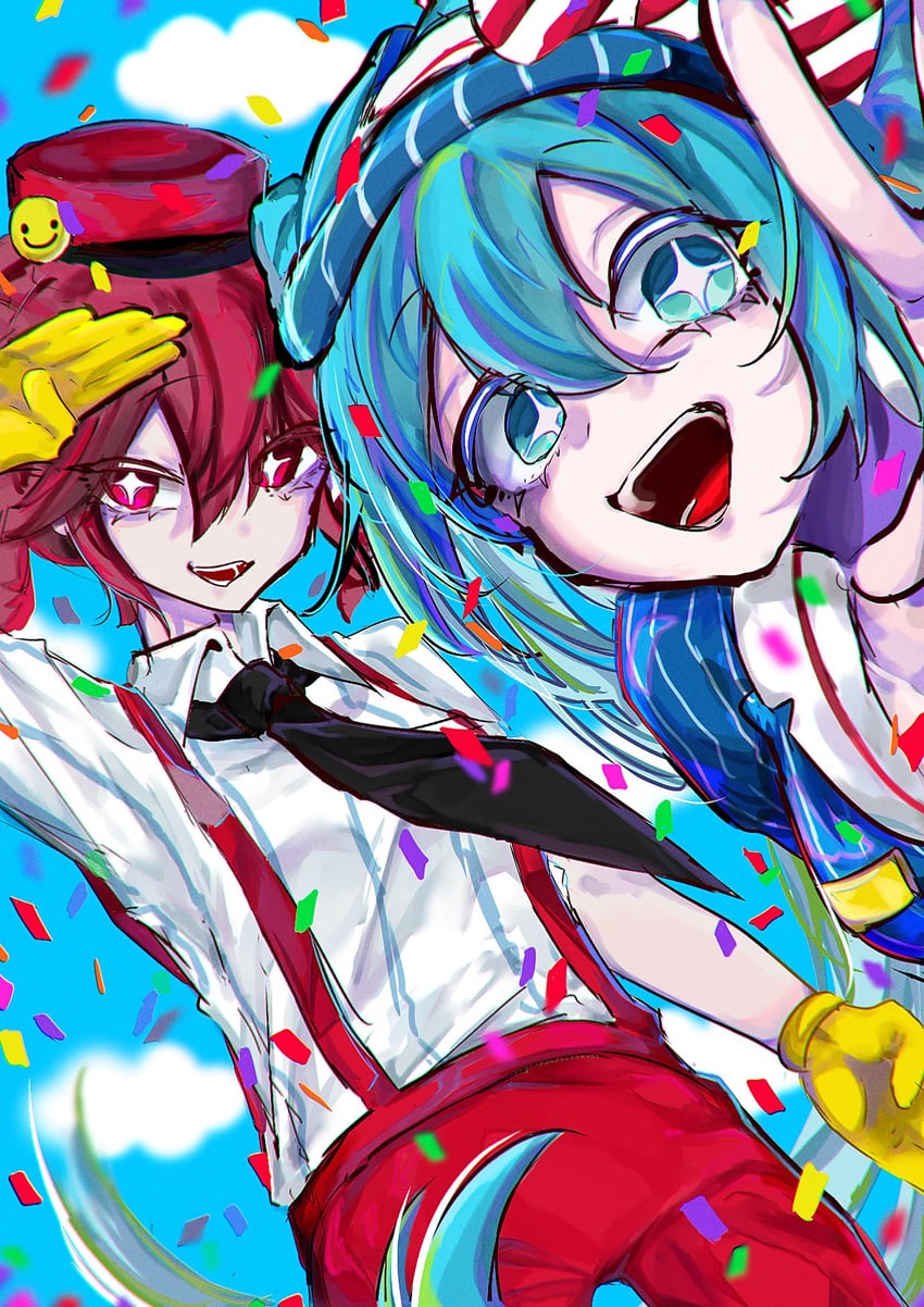 hatsune miku and kasane teto (vocaloid and 2 more) drawn by n_neko_mizu