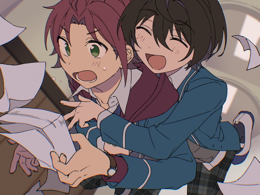 sakuma ritsu and isara mao (ensemble stars!) drawn by niyororinpayamaru