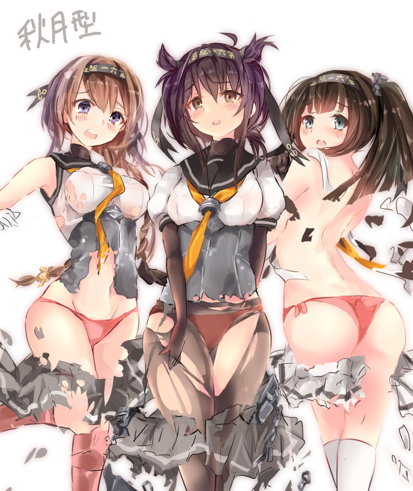 hatsuzuki, akizuki, and teruzuki (kantai collection) drawn by maaboo_(asuka1026)