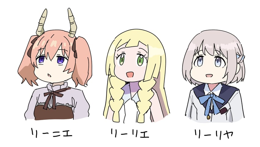 lillie, katsuragi lilja, and linie (pokemon and 4 more) drawn by tenten_(chan4545)