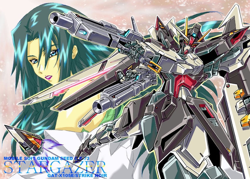 strike gundam, strike noir, strike gundam e, and selene mcgriff (gundam and 2 more) drawn by itahana_azumi