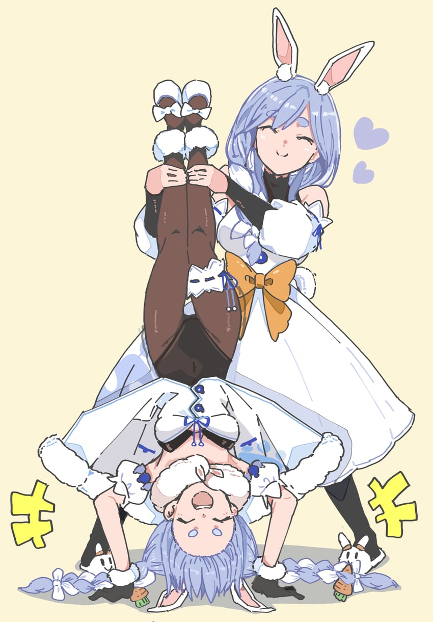 usada pekora, don-chan, and pekomama (hololive) drawn by panyatteria