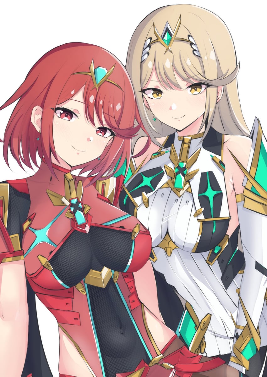 pyra and mythra (xenoblade chronicles and 2 more) drawn by latte_(latte_daruta2)