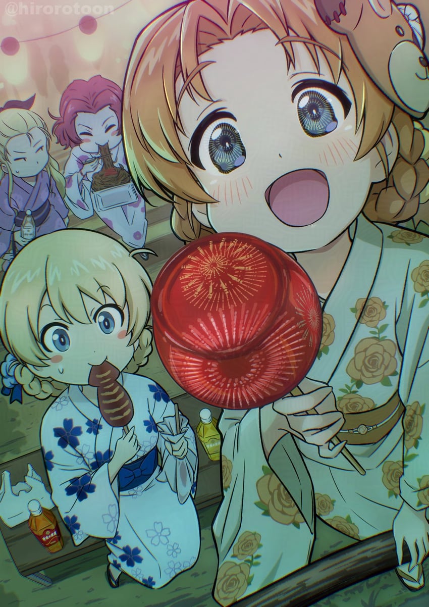 darjeeling, boko, orange pekoe, rosehip, and assam (girls und panzer) drawn by ehirorotoon