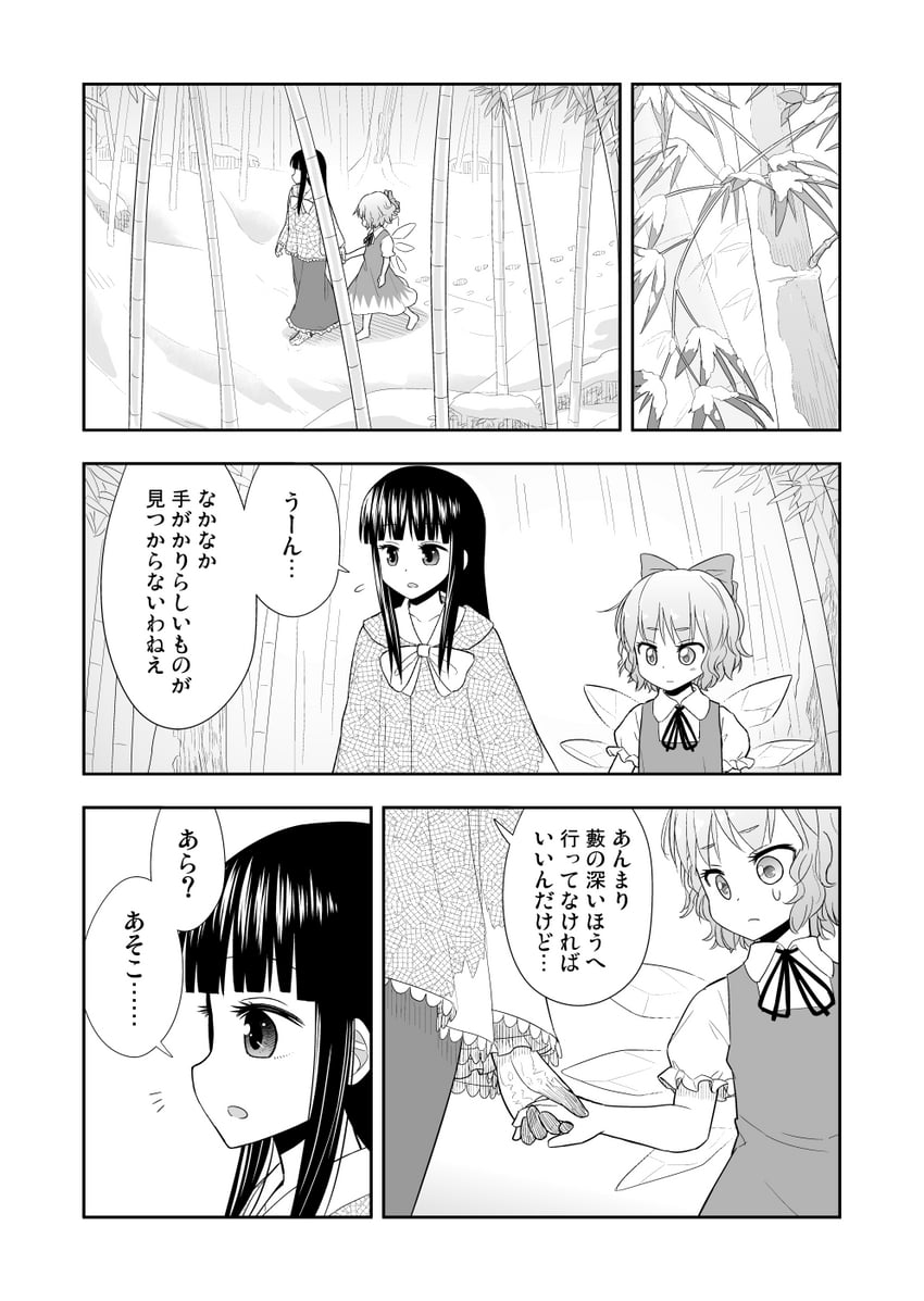 cirno and houraisan kaguya (touhou) drawn by morioka_itari
