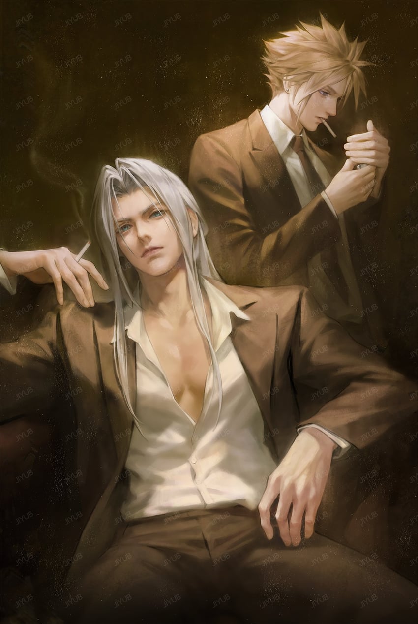 cloud strife and sephiroth (final fantasy and 1 more) drawn by jiyub