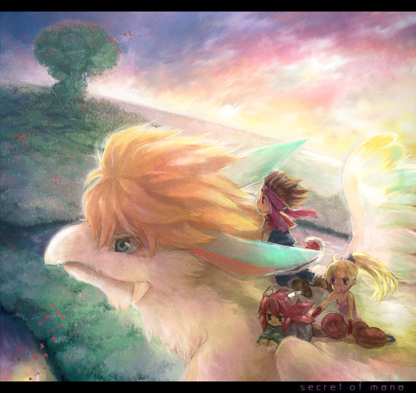 primm, popoi, randi, and flammie (seiken densetsu and 1 more) drawn by ameiro