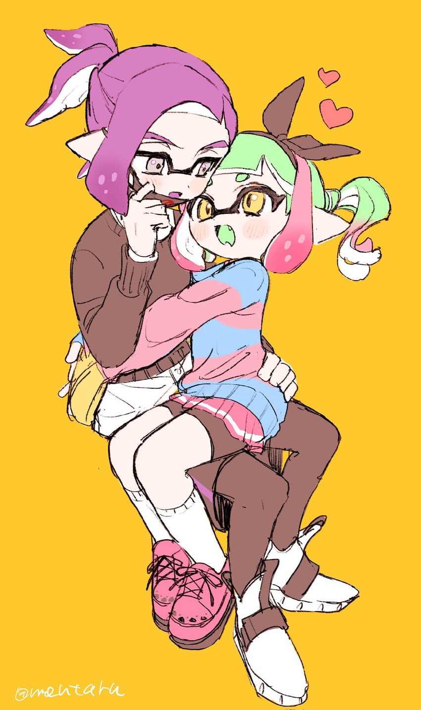 inkling player character, inkling girl, and inkling boy (splatoon) drawn by amezawa_koma
