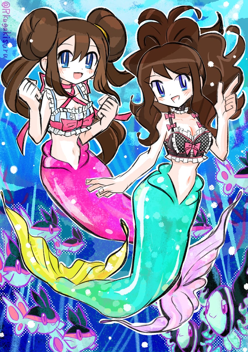 rosa and hilda (pokemon and 2 more) drawn by rakugaki_shitagari-ya