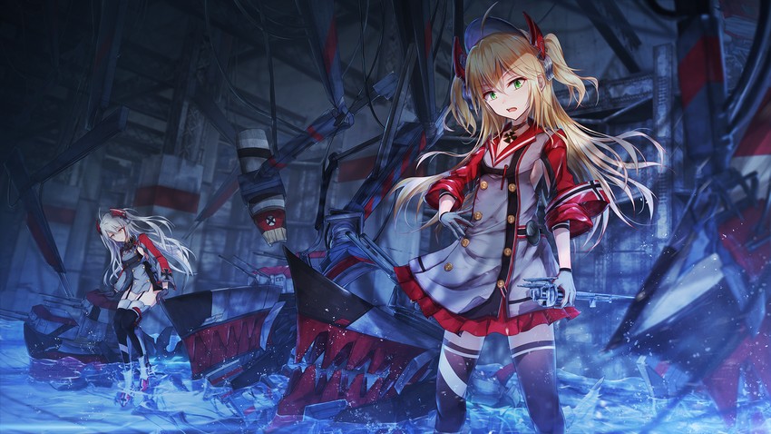 prinz eugen and admiral hipper (azur lane) drawn by bae.c