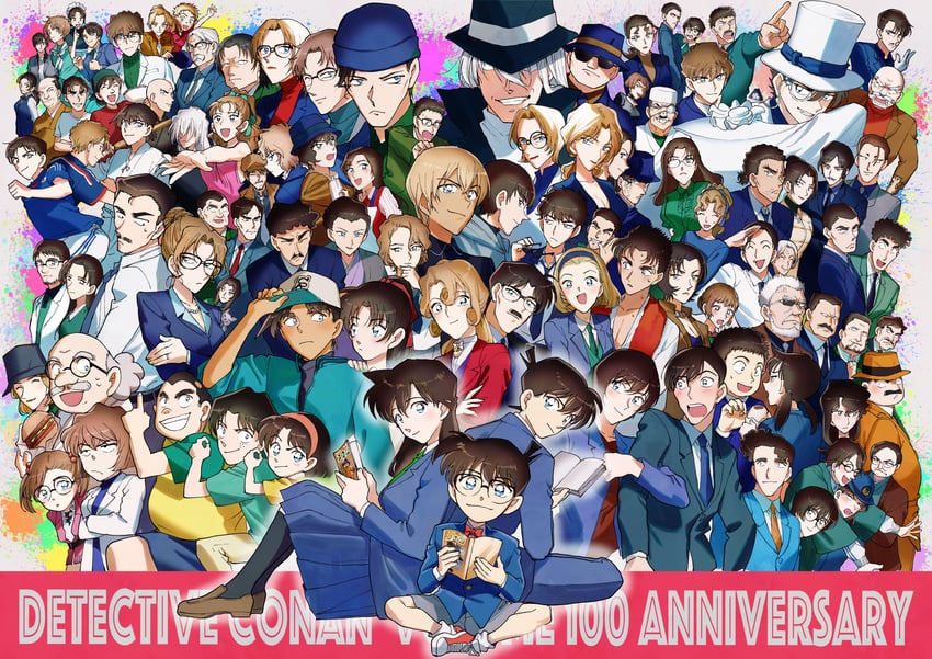 edogawa conan, haibara ai, amuro tooru, mouri ran, kudou shin'ichi, and 90 more (meitantei conan and 1 more) drawn by czech_gana