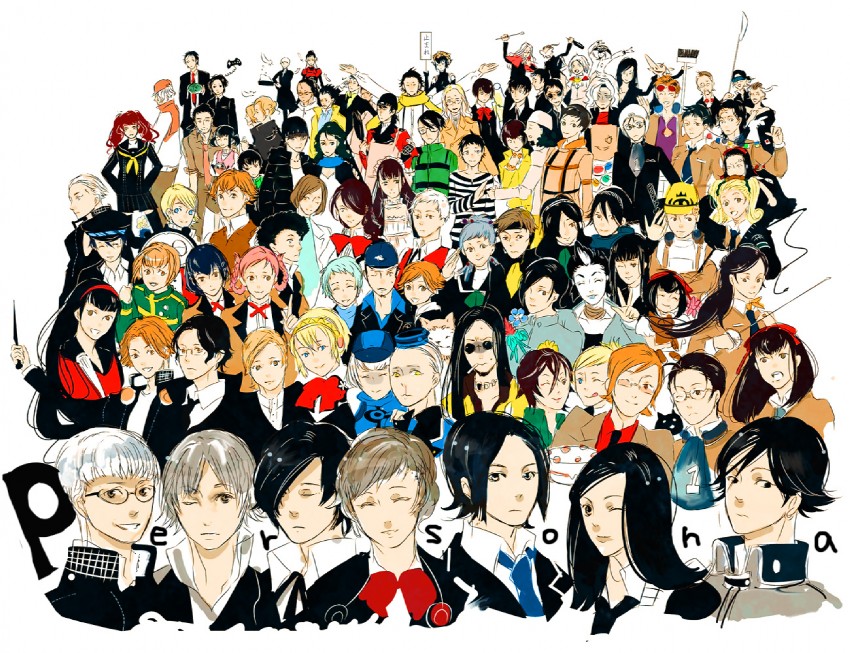narukami yu, yuuki makoto, shirogane naoto, satonaka chie, aigis, and 86 more (persona and 9 more) drawn by cheap25