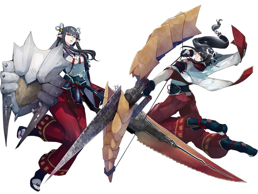 hinoa and minoto (monster hunter and 1 more) drawn by ikurauni