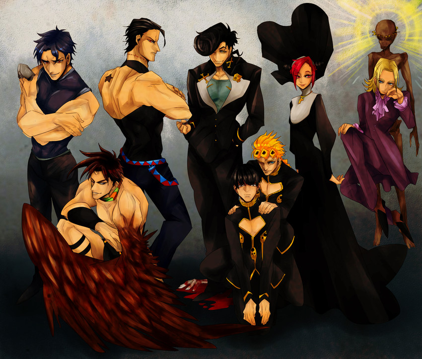 joseph joestar, kujo jotaro, dio brando, kujo jolyne, giorno giovanna, and 6 more (jojo no kimyou na bouken and 7 more) drawn by nancy1209