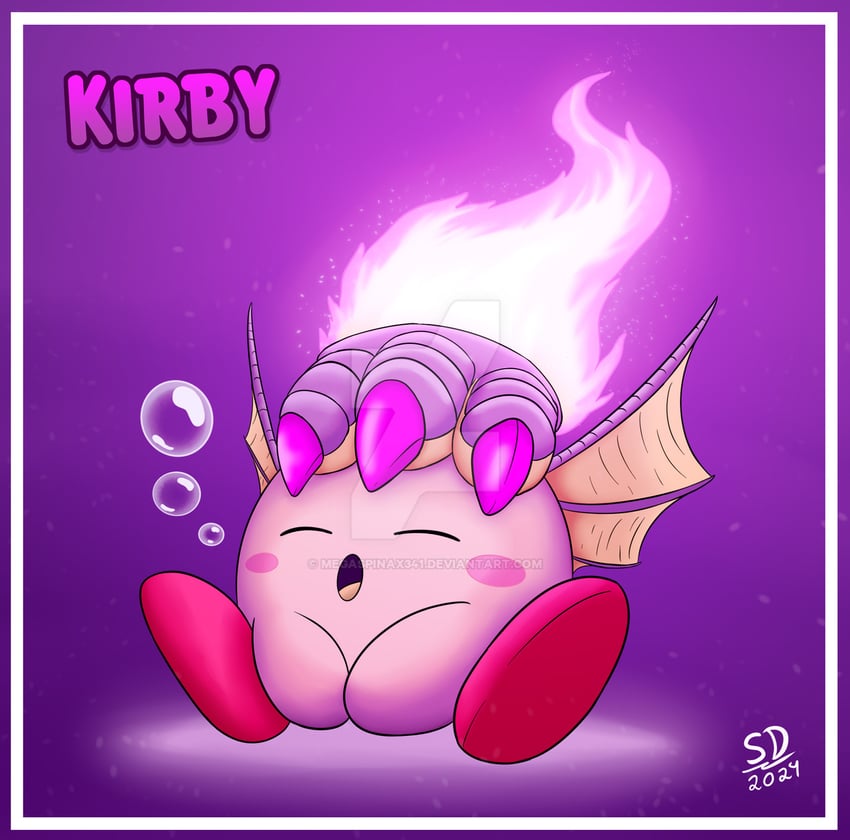 kirby, fire kirby, and dragon fire kirby (kirby and 1 more) drawn by megaspinax341