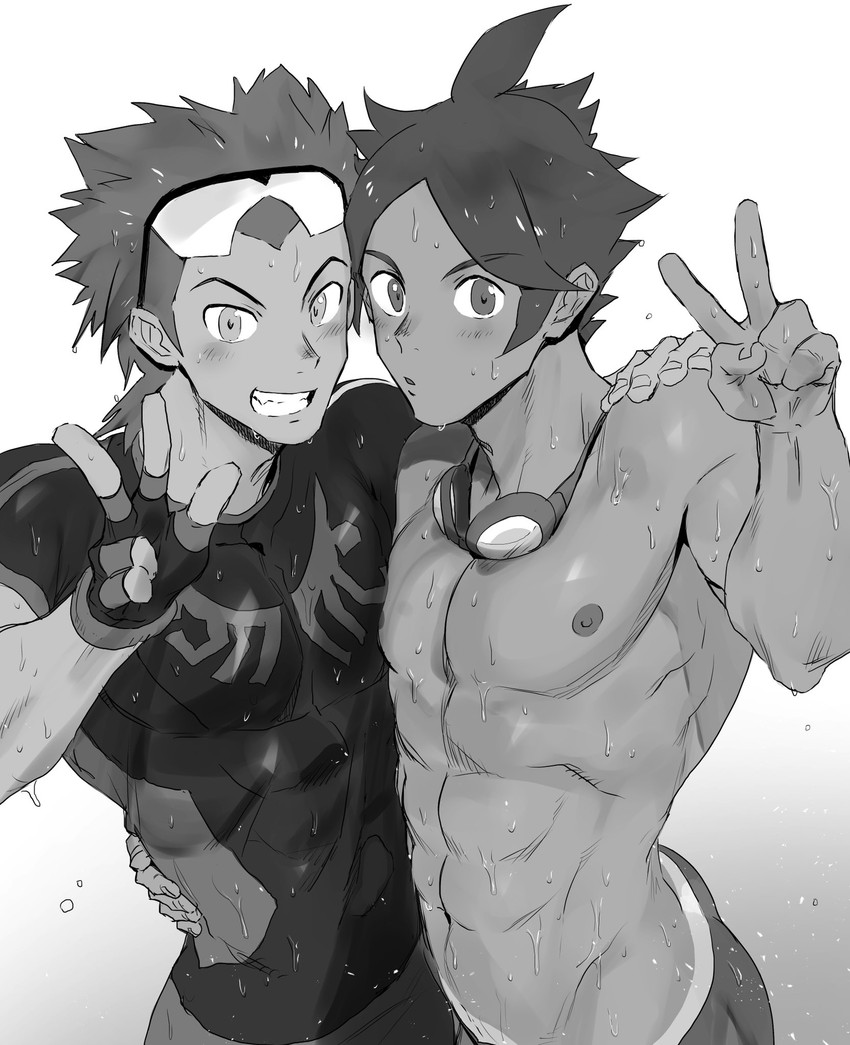 marlon and brawly (pokemon and 2 more) drawn by haiki_(tegusu)