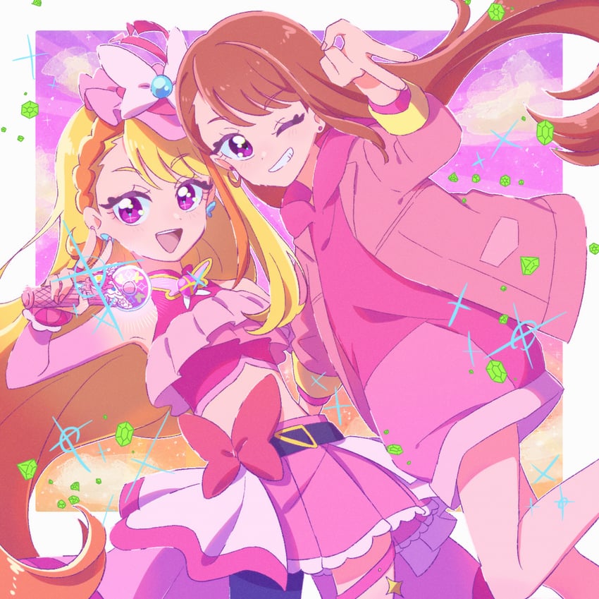 hijiri ageha and cure butterfly (precure and 1 more) drawn by usiusi_nanas