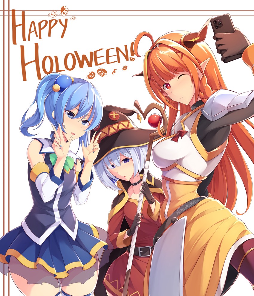 hoshimachi suisei, megumin, amane kanata, aqua, kiryu coco, and 1 more (hololive and 1 more) drawn by maullarmaullar