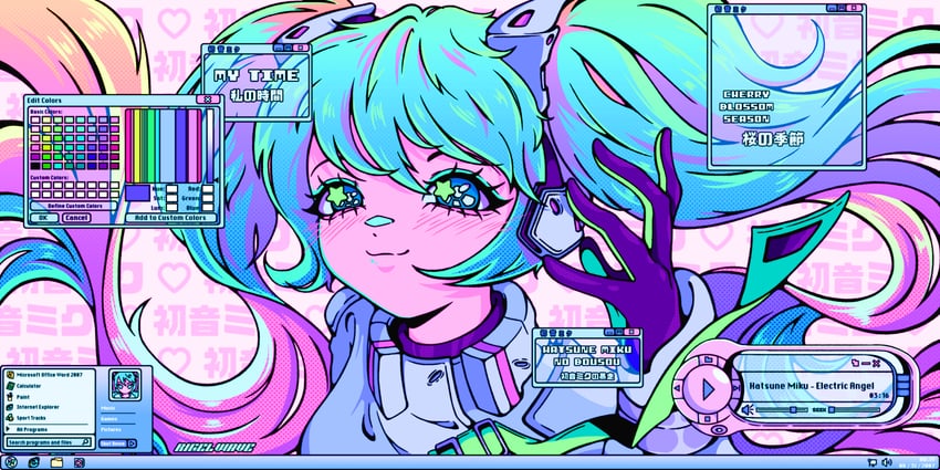 hatsune miku (vocaloid and 7 more) drawn by rigelwave