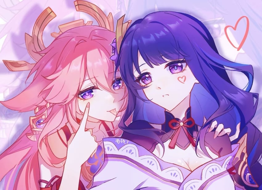 raiden shogun and yae miko (genshin impact) drawn by nan_jiu_(4517121392)