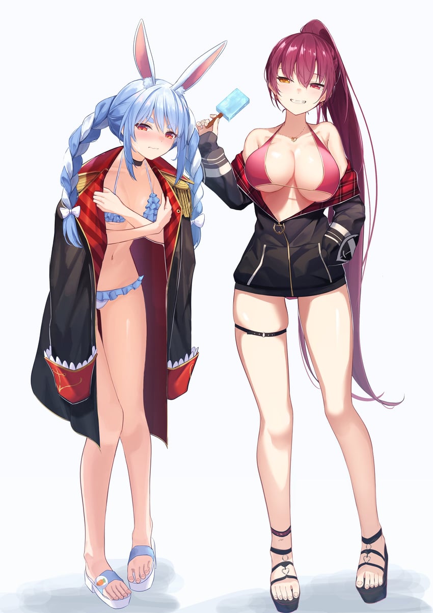 houshou marine and usada pekora (hololive) drawn by sora_shitatoge